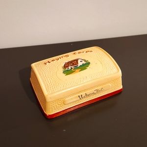 Victoria BC Vintage Playing Card Holder Manor Ware Pottery